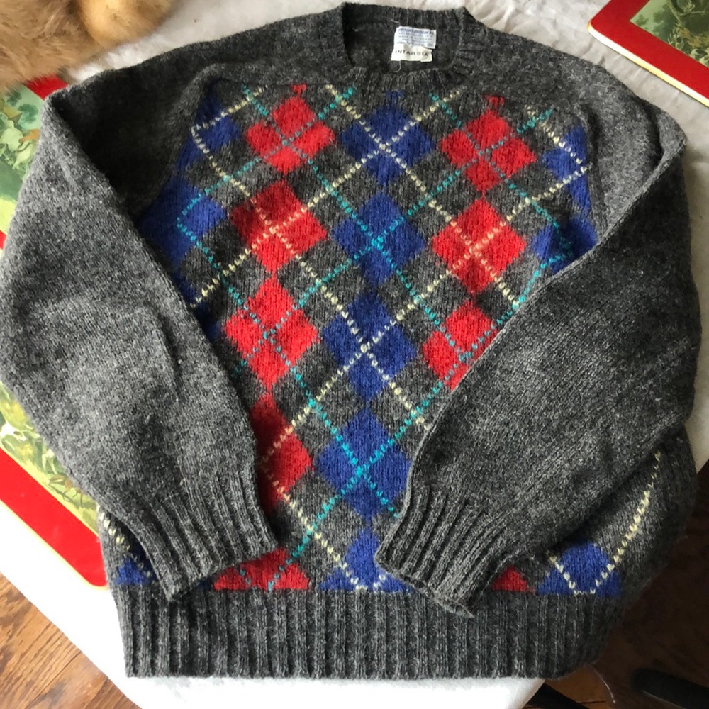 Vtg Intarsia Shetland wool argyle